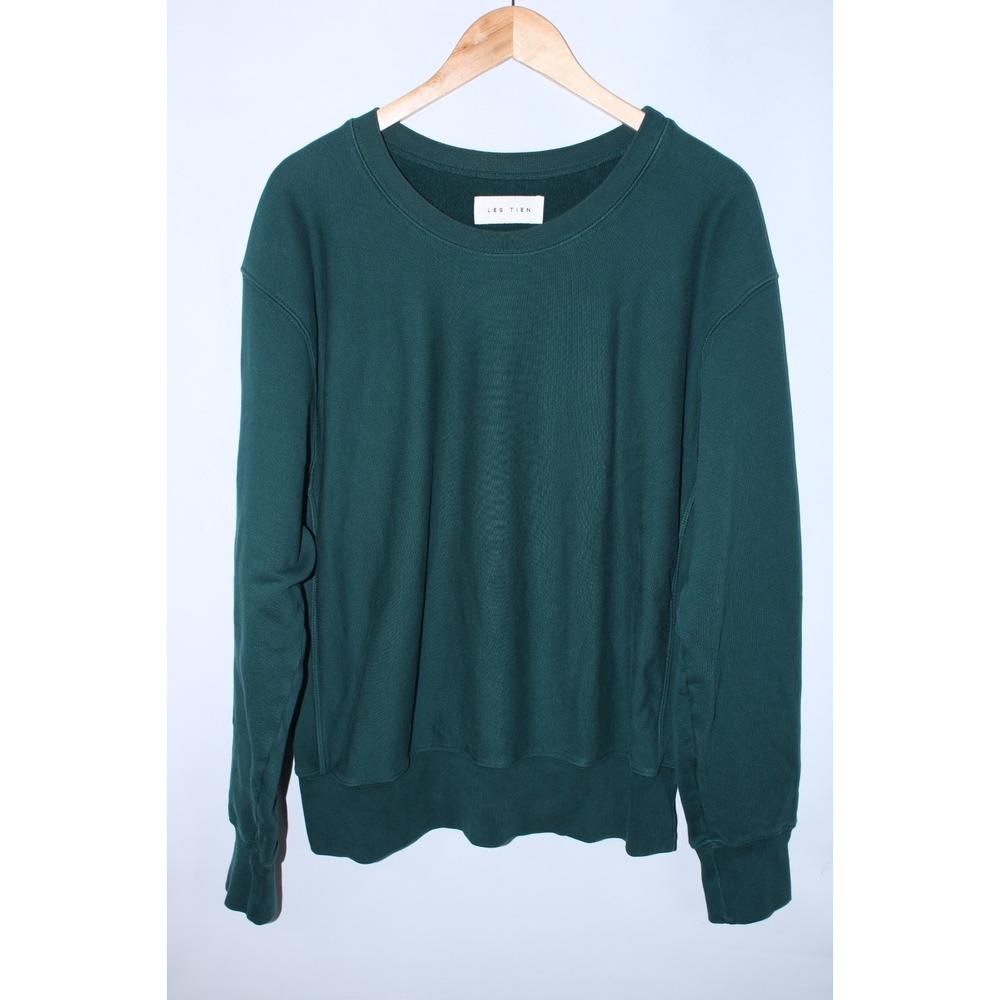 Les Tien Men's Medium Green Crew Neck Long Sleeve Sweatshirt